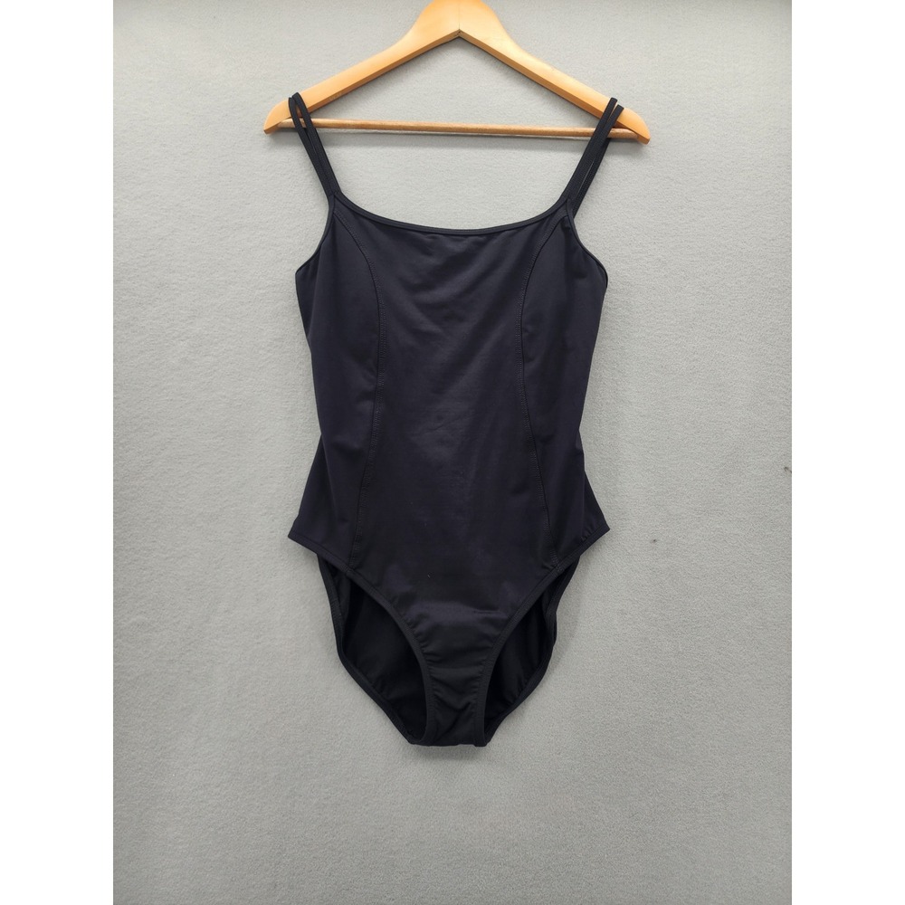 La Blanca Rod Beattie Black One Piece Swimsuit Double Strap Square Neck Size 12